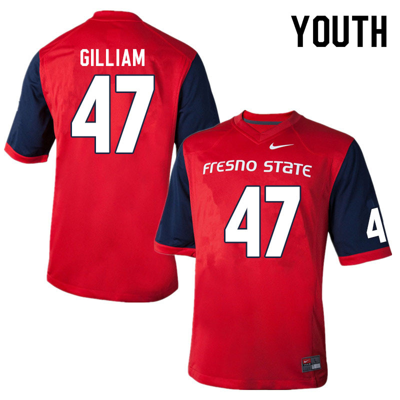 Youth #47 Elijah Gilliam Fresno State Bulldogs College Football Jerseys Sale-Red - Click Image to Close